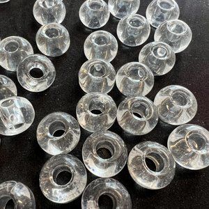 NWOT📌30 Clear Glass Beads 14 mm with a big Hole 5 mm for Jewelry Making -Craft